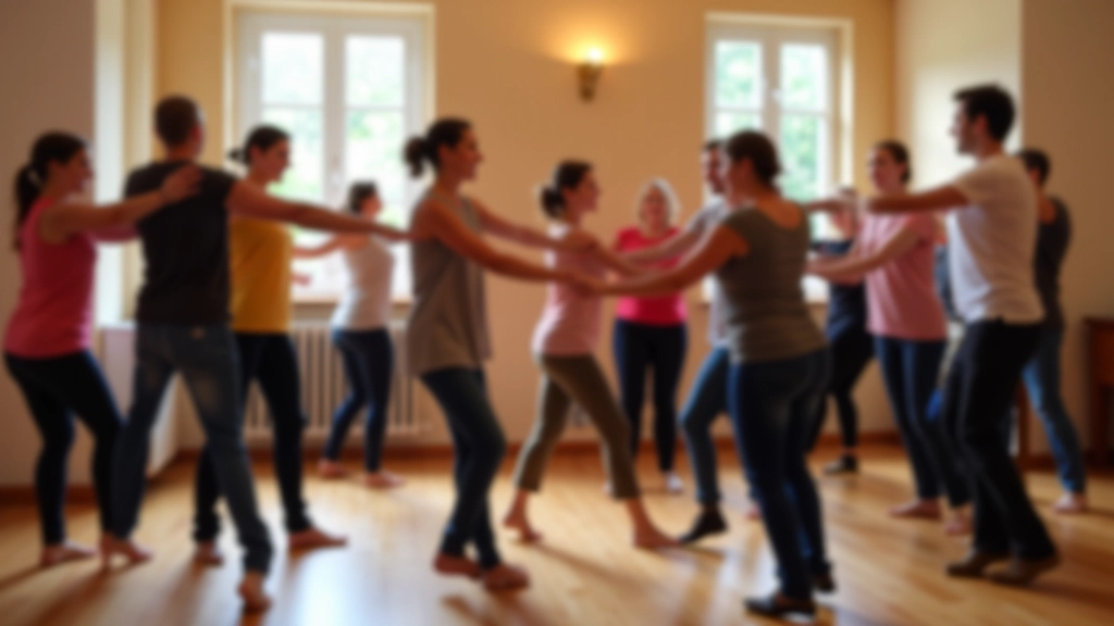 Bachata víkend ve Znojmě — skupinový taneční workshop v sále s účastníky všech věkových kategorií