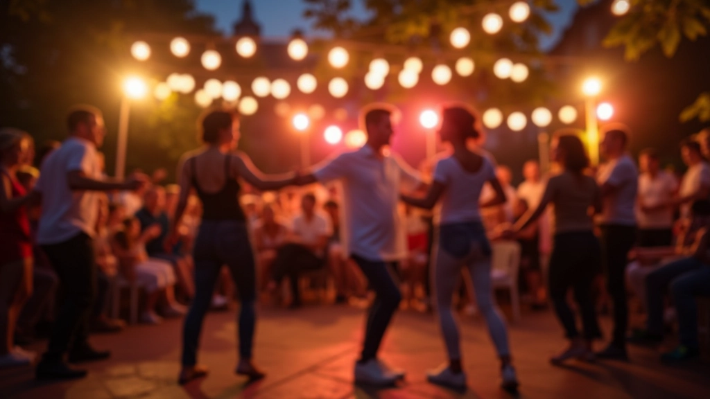 Taneční festival v Táboře s živou hudbou a tanečníky na scéně